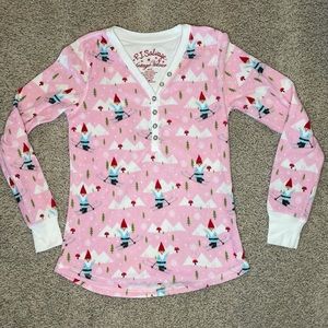 PJ Salvage Vintage Velour Top Troll Skiing Size XS
